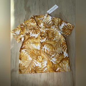 Janie and Jack Boys 18-24M Yellow Linen Cabana Tropical Button Dwn Short Sleeve